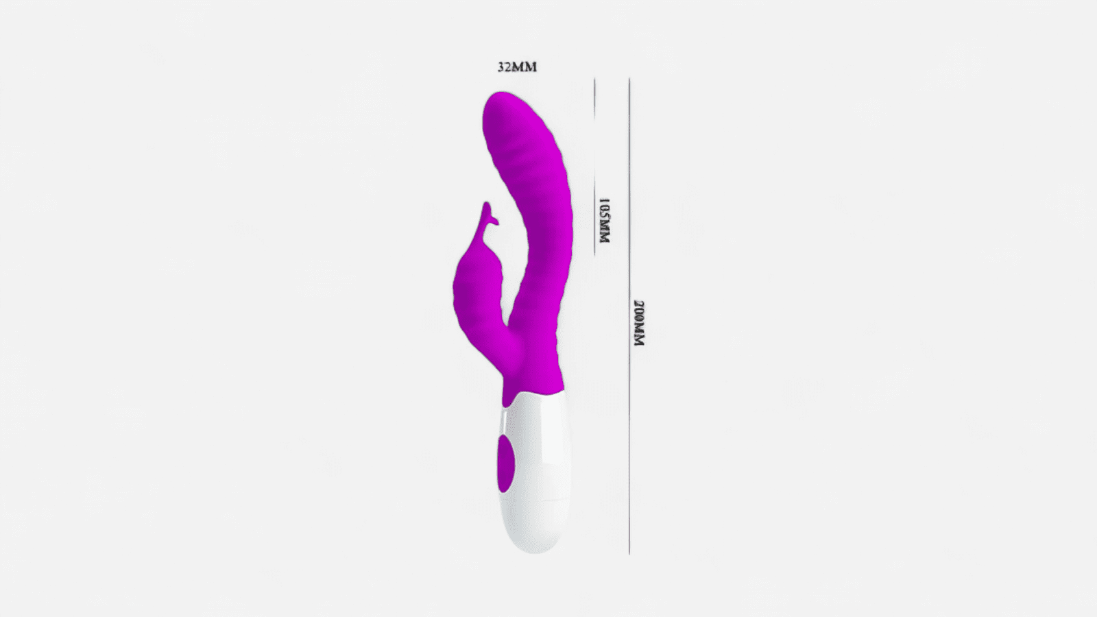 HU: Hyman Magenta vibrátor méretjelöléssel, 20 cm hosszú testtel és 32 mm átmérővel EN: Hyman Magenta vibrator size image with 20 cm body length and 32 mm diameter