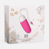 HU: Ell minivibrátor csomagolása, rózsaszín-fehér okos, appal vezérelhető vibrátor dobozban EN: Ell mini vibrator packaging, pink and white smart app-controlled vibrator in box