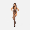 HU: Obsessive G325 fekete bodystocking, nyitott kialakítású, hálós női fehérnemű elölről EN: Obsessive G325 black bodystocking, open design fishnet lingerie front view