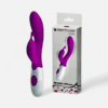 HU: Hyman Magenta vibrátor dobozzal, magenta szilikon testtel, fehér markolattal és kettős stimuláló kialakítással EN: Hyman Magenta vibrator with box, magenta silicone body, white handle and dual stimulation design