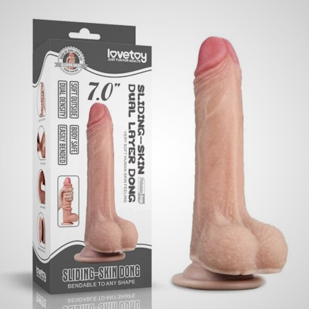 Sliding-Skin - kétrétegű tapadótalpas dildó - 18cm