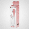 Pretty Love Snappy rózsaszín-fehér vibrátor csomagolással, nyuszis kialakítással és dupla stimulációs formával. EN: Pretty Love Snappy pink and white vibrator with packaging, bunny-style shape and dual stimulation design.
