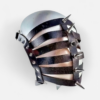 Fekete tüskés PU bőr félmaszk oldalnézetben – The Spike Commander ⚔️ a Szexshop Belváros kínálatában, Black spiked PU leather half mask side view – The Spike Commander ⚔️ available at Szexshop Belvaros