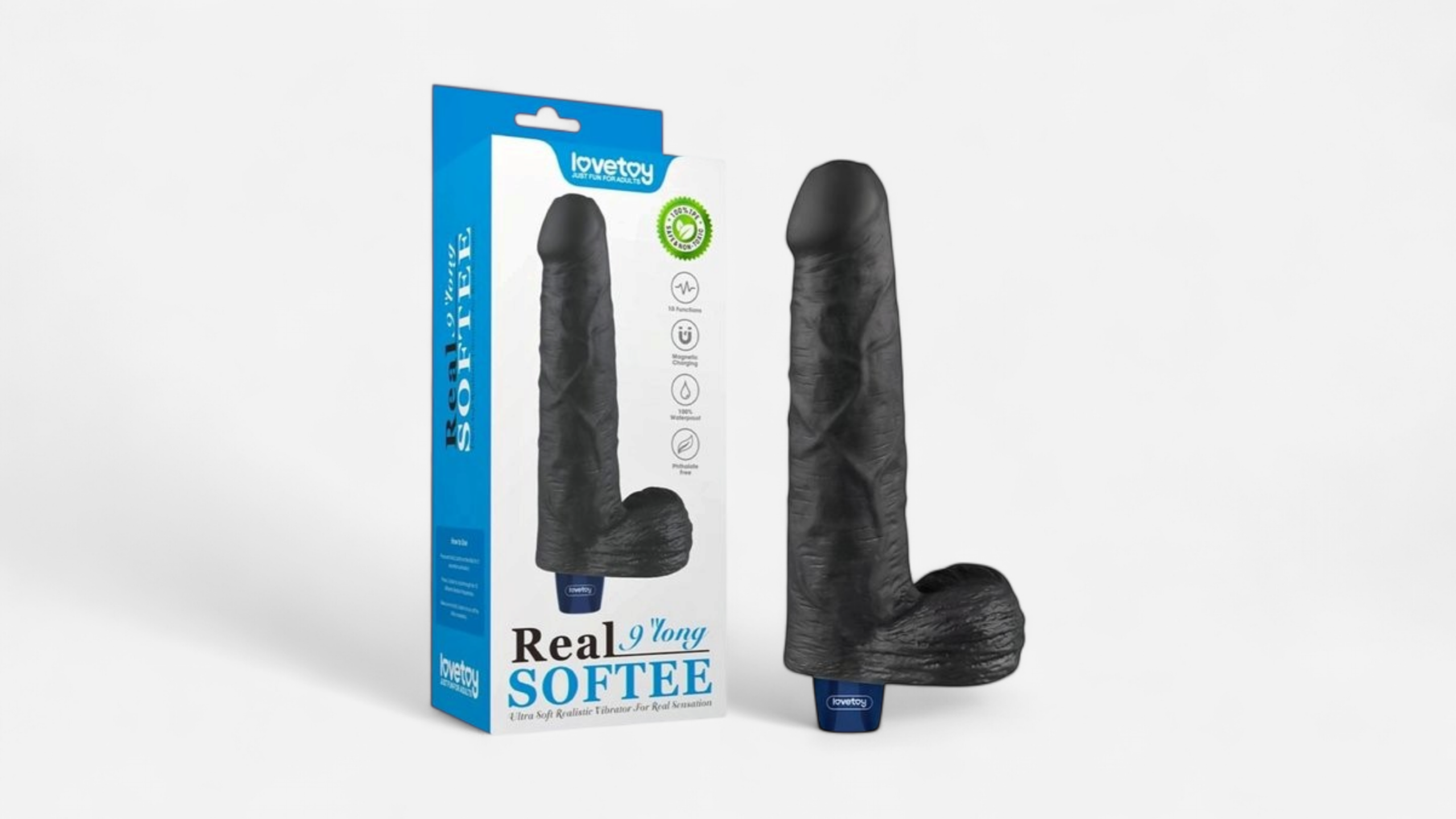 Blackout Banger fekete realisztikus vibrĂĄtor dobozĂĄval Blackout Banger realistic black vibrator with packaging