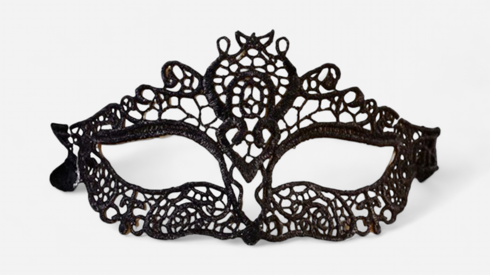 Fekete csipkés üreges maszk, szexi farsangi és cosplay kiegészítő nylon anyagból Black lace hollow masquerade mask, sexy cosplay and party accessory