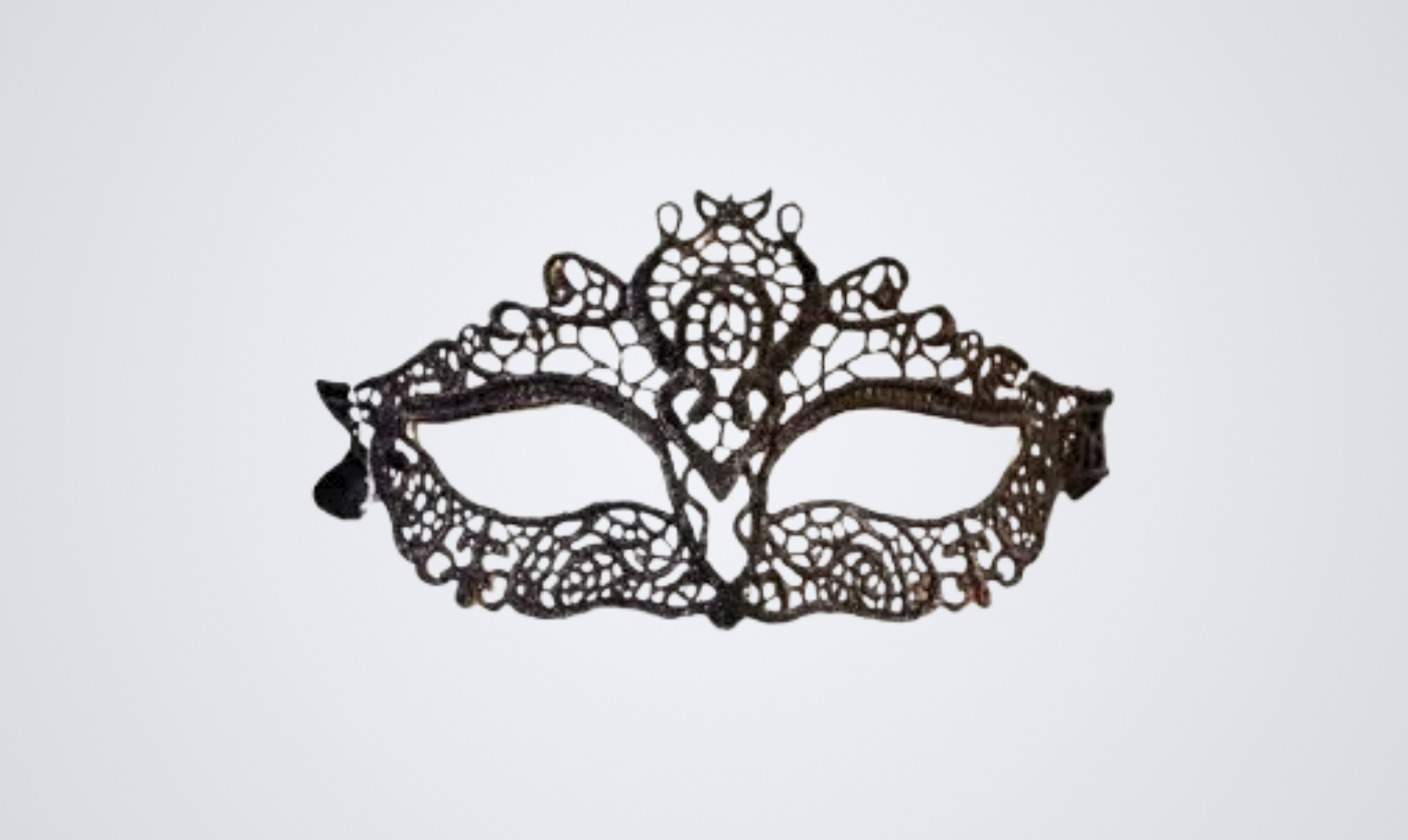 Fekete csipkés üreges maszk, szexi farsangi és cosplay kiegészítő nylon anyagból Black lace hollow masquerade mask, sexy cosplay and party accessory