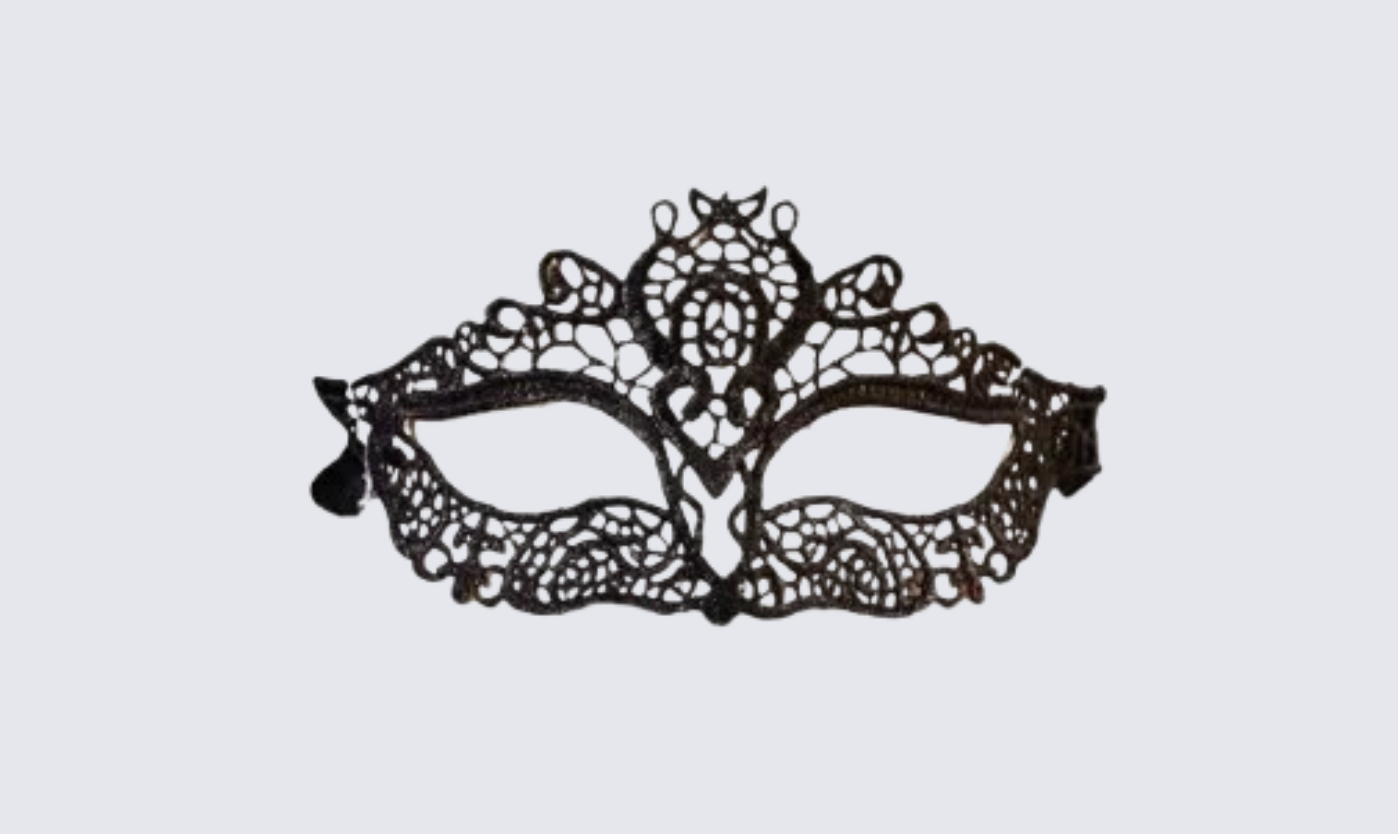 Fekete csipkés üreges maszk, szexi farsangi és cosplay kiegészítő nylon anyagból Black lace hollow masquerade mask, sexy cosplay and party accessory