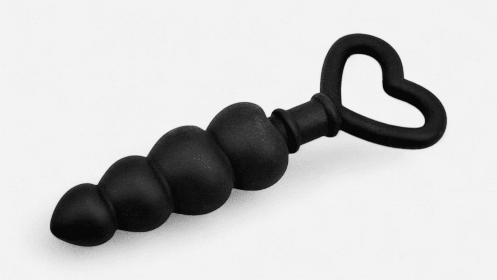 Beaded Love Probe fekete szilikon gyöngyös anál dugó fokozatos méretű gyöngyökkel és szív alakú fogantyúval | Beaded Love Probe black silicone beaded anal plug with graduated beads and heart shaped handle