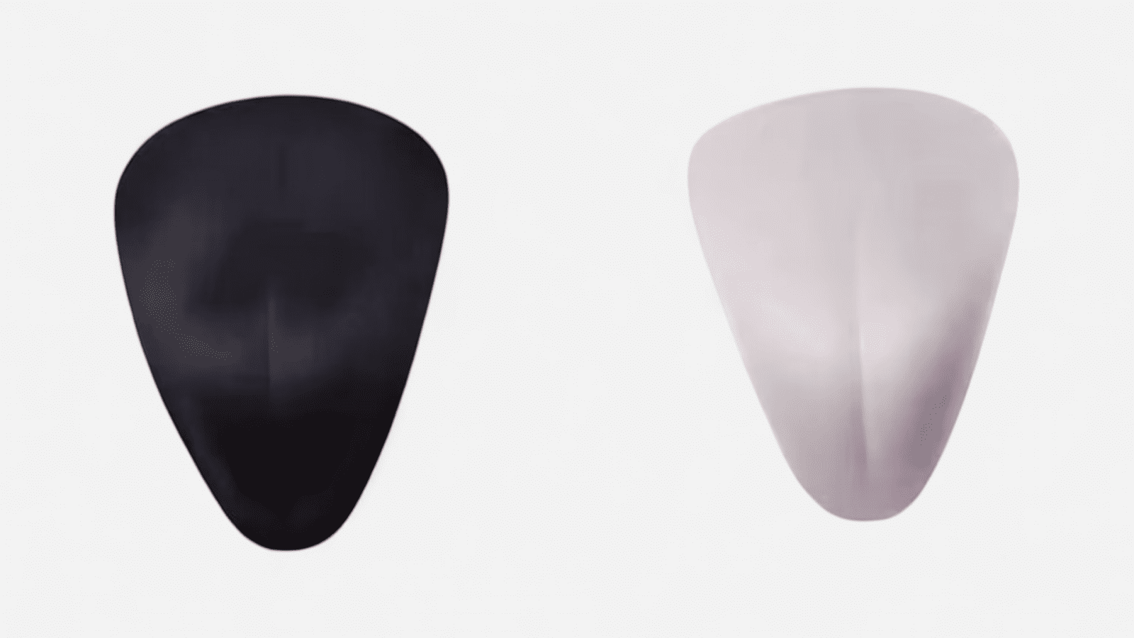 Fekete és bézs gaffszivacsbetét egymás mellett fehér háttéren, diszkrét laposításhoz és alakformáláshoz – Szexshop Belváros. Black and beige gaff foam inserts side by side on white background for discreet flattening and body shaping – Szexshop Belváros.