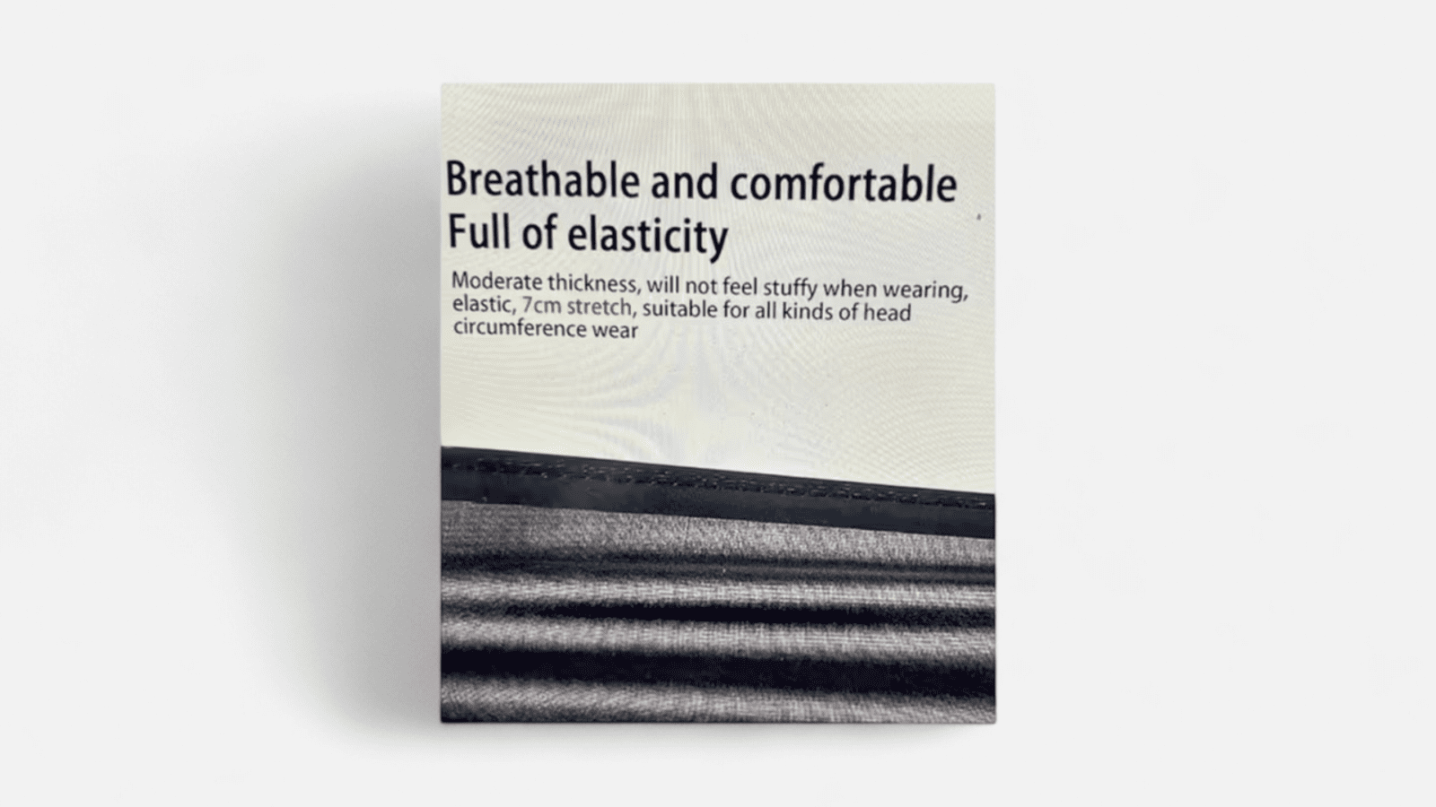 “Légáteresztő és kényelmes, rugalmas anyag” felirat a termék tulajdonságairól “Breathable and comfortable, full of elasticity” text describing product features