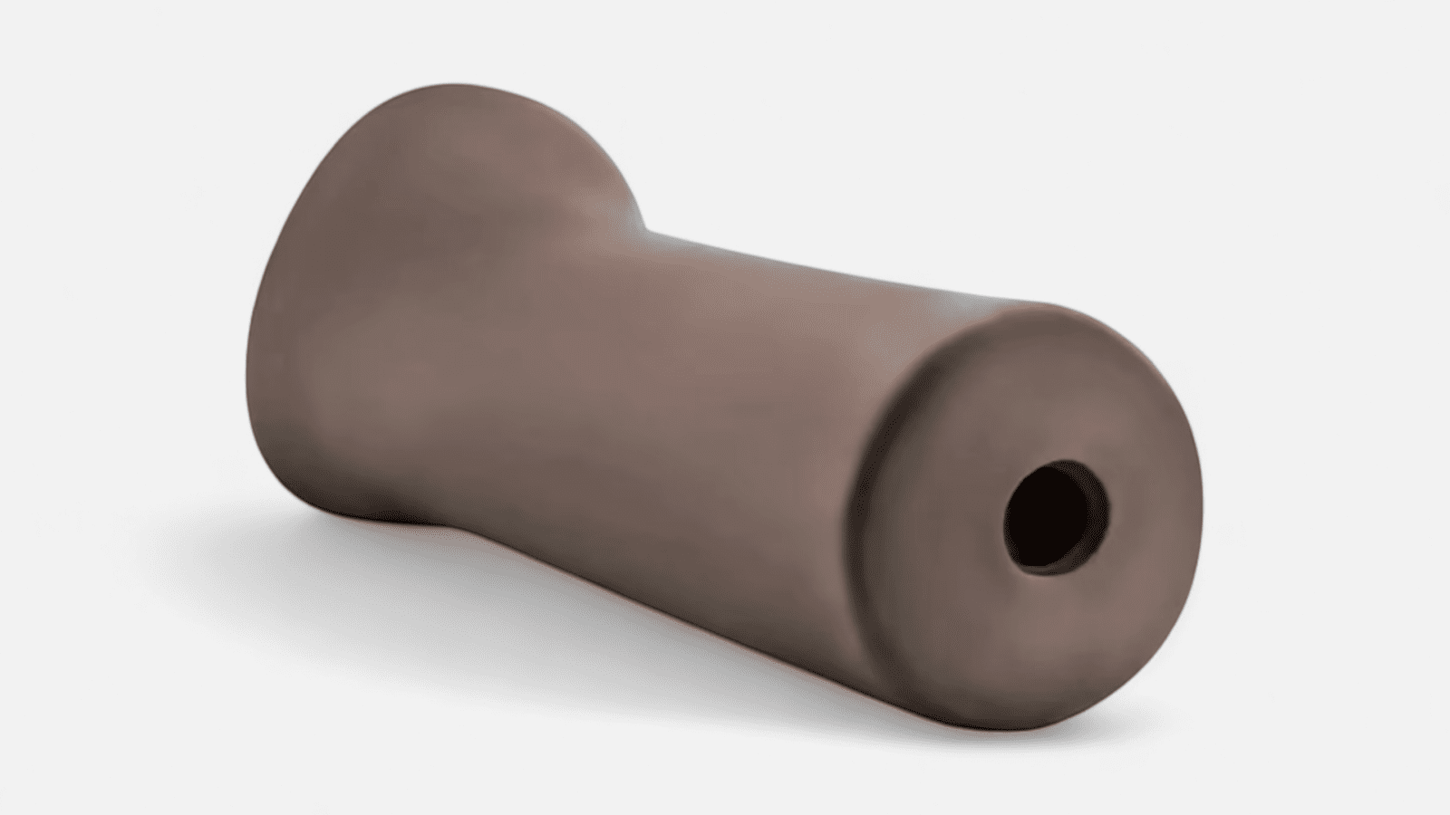 HU: Barna színű férfi maszturbátor hátulról, nyitott végű kialakítással a könnyű tisztítás érdekében EN: Brown male masturbator back view with open-ended design for easy cleaning