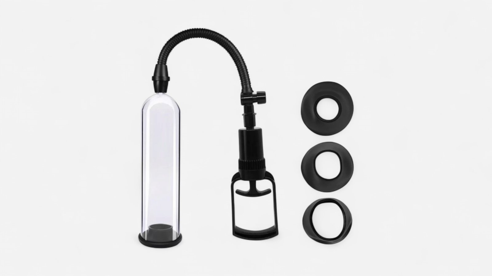 HU: B-Series PowerPump MAX 0.2 vákuumos péniszpumpa kézi pumpával és három cserélhető tömítőgyűrűvel EN: B-Series PowerPump MAX 0.2 vacuum penis pump with hand pump and three interchangeable sealing rings