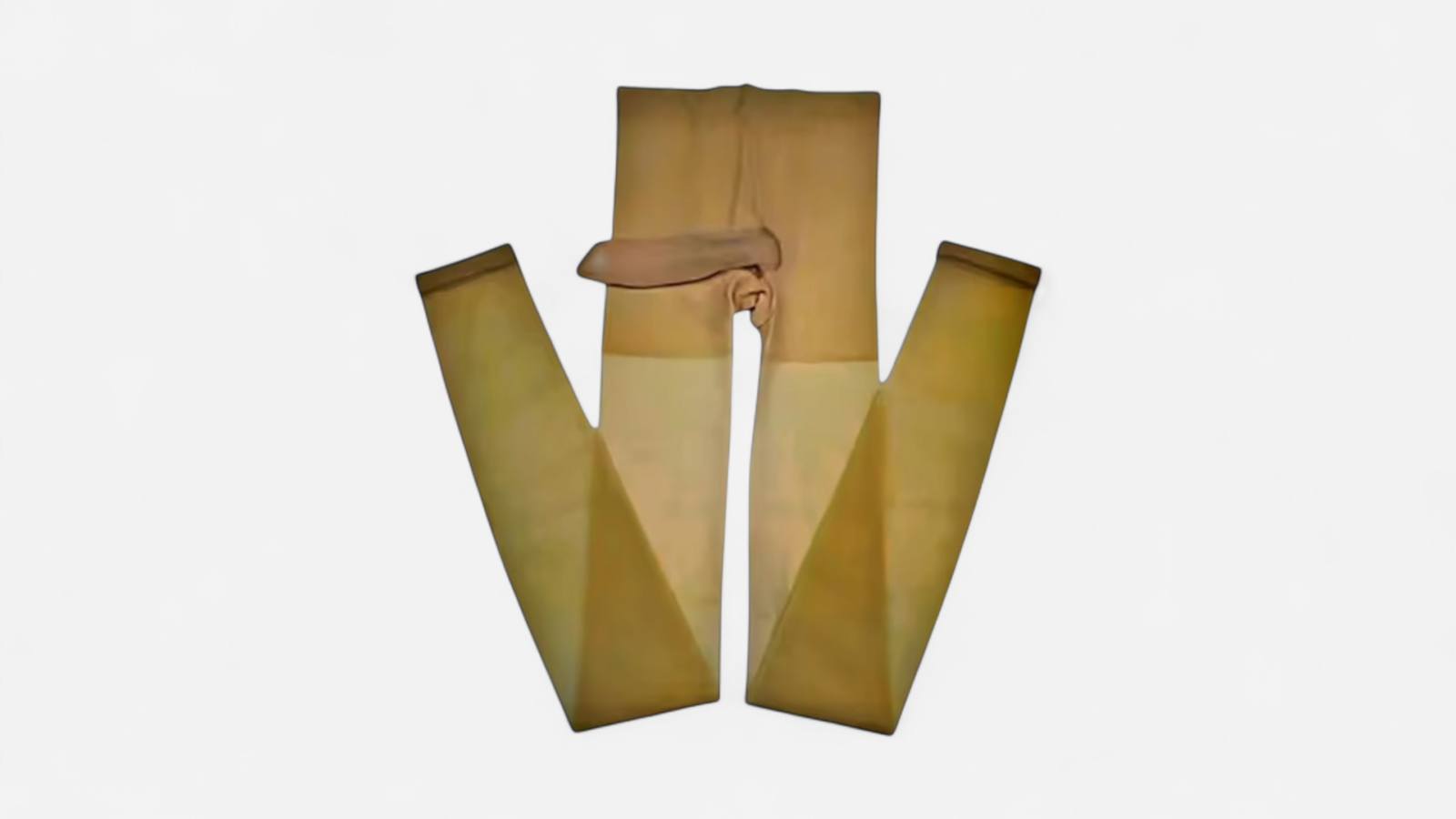 HU: Cock Sheer férfi harisnya testszínű áttetsző anyaggal, pénisztokkal és nyitott végű fazonnal EN: Cock Sheer men’s pantyhose in sheer nude fabric with penis sleeve and open-ended pouch design