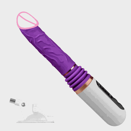 HU: Faszlift szexgép lila péniszhüvellyel működés közben bemutató GIF EN: Faszlift sex machine with purple penis sleeve shown in operation GIF